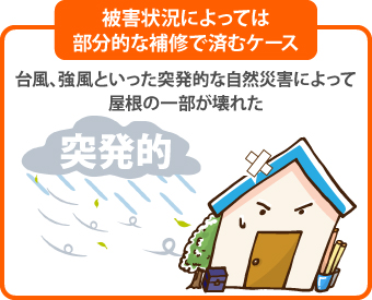 被害状況によっては部分的な補修で済むケース