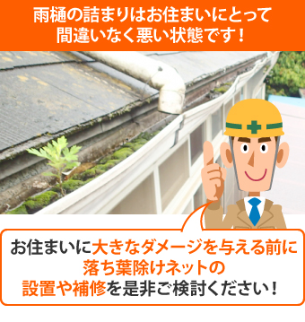 雨樋の詰まりはお住まいにダメージを与えます