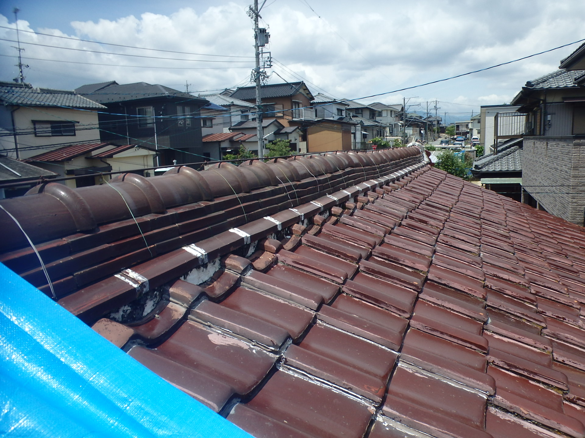 棟瓦のズレ、歪みの補修