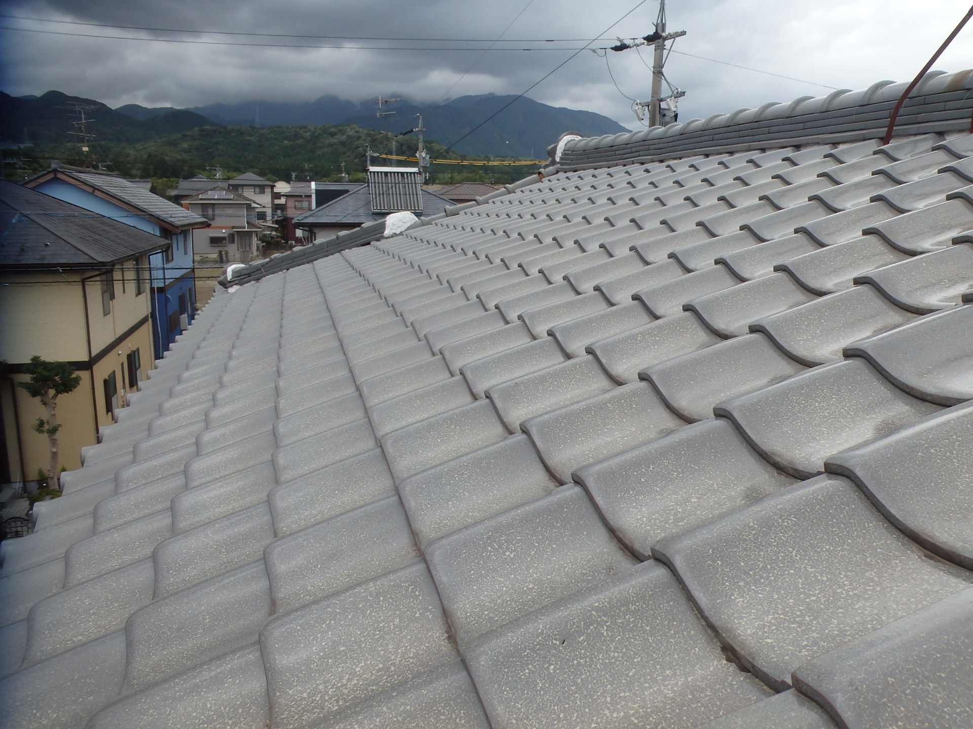 雨樋破損と瓦屋根