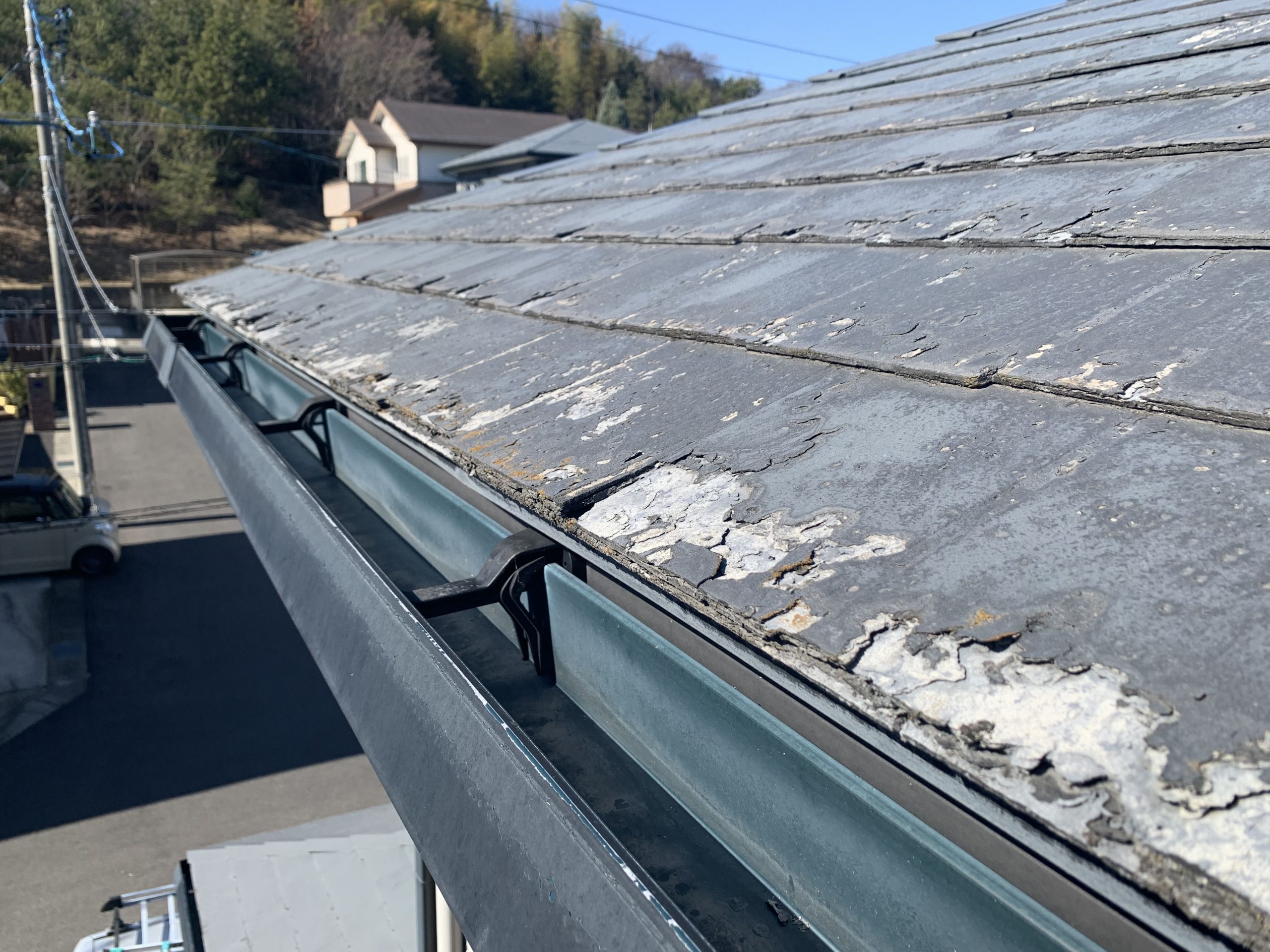 調査中の屋根全景写真