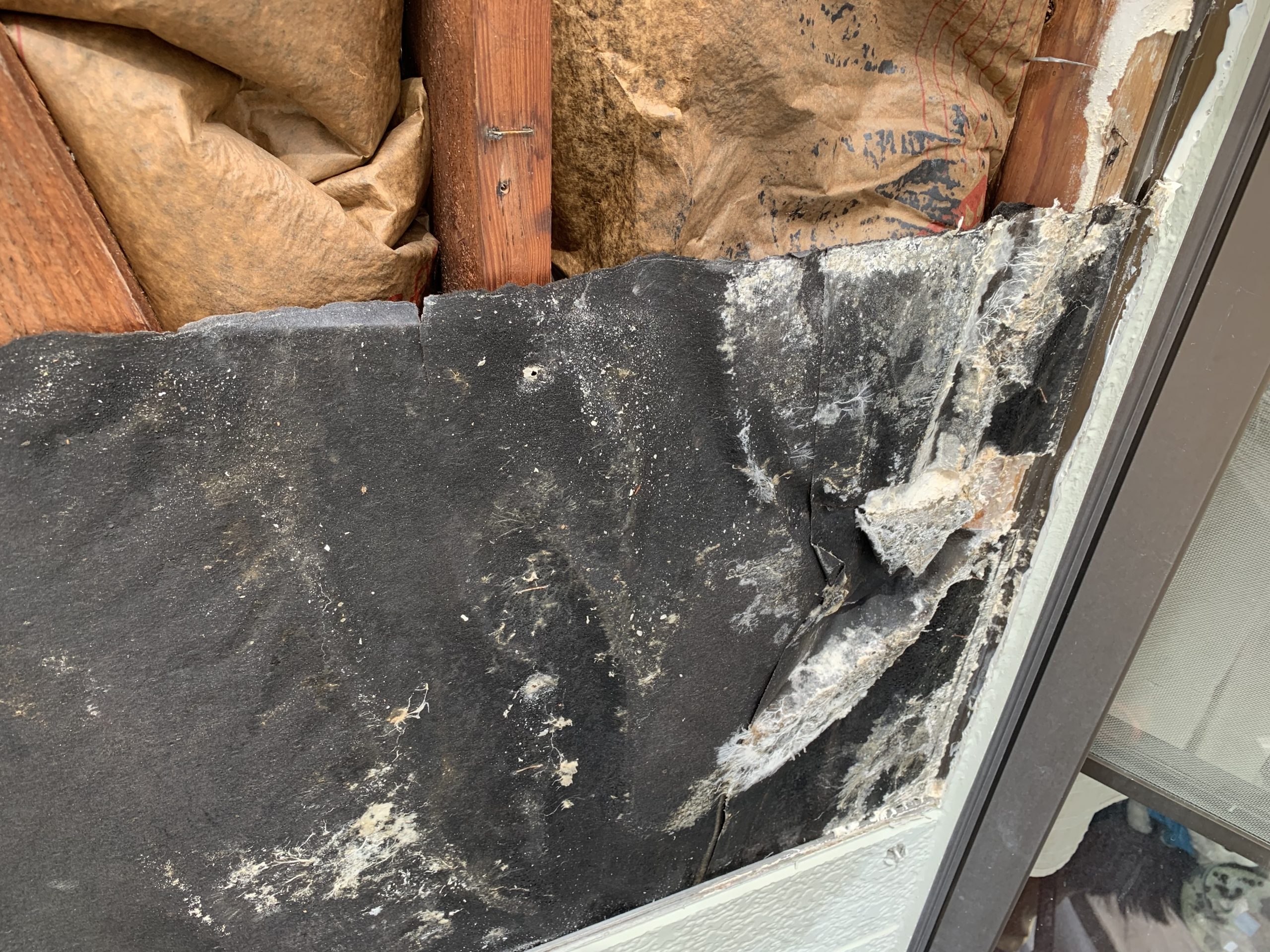 出窓の取り合い部を一部撤去