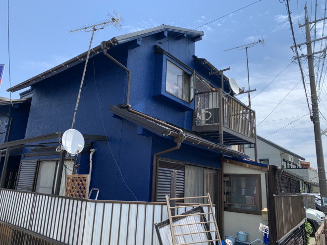 春日井市で外壁塗装、屋根葺き替え、雨樋交換した完成写真