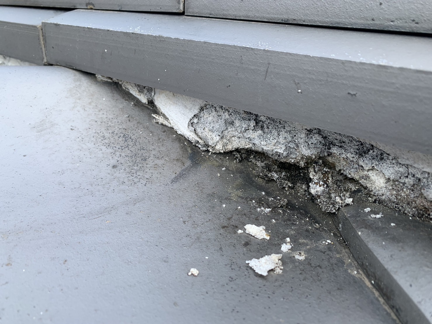 剥がれた漆喰のアップ写真