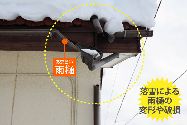 雪による雨樋の破損