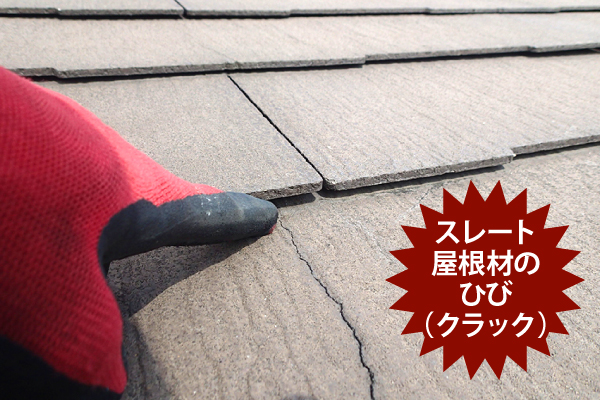 スレート屋根材のひび(クラック)