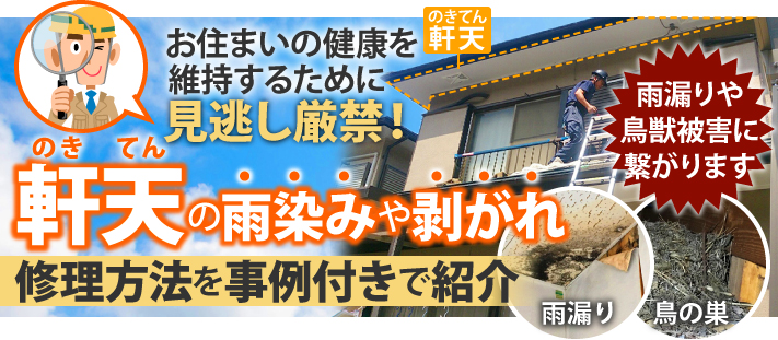 軒天の雨染みや剥がれの修理方法を事例付きで紹介